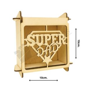 Caja de MDF diseño SUPER DAD para regalo - detalle
