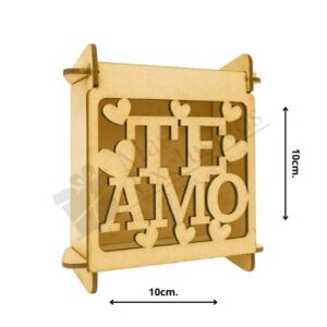 Caja de MDF diseño TE AMO con Corazones