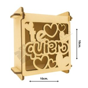 Caja de MDF diseño de TE QUIERO con corazones