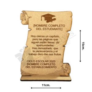 Recuerdo de Graduación Escolar en MDF – Diseño Pergamino
