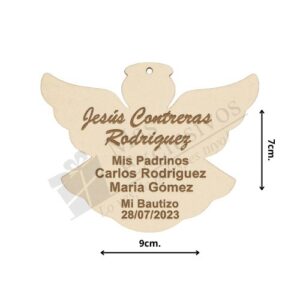 Llavero MDF diseño de ángel para bautizo