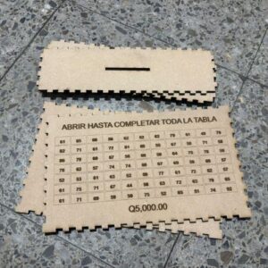 Alcancía de MDF con meta personalizada